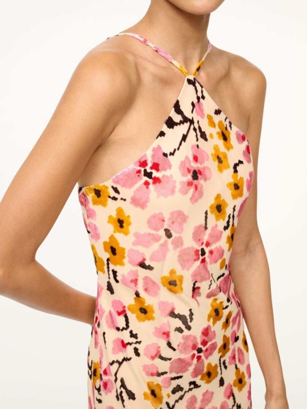 STAUD Pink & Yellow Floral Halter Maxi Dress - Picture 3 of 12
